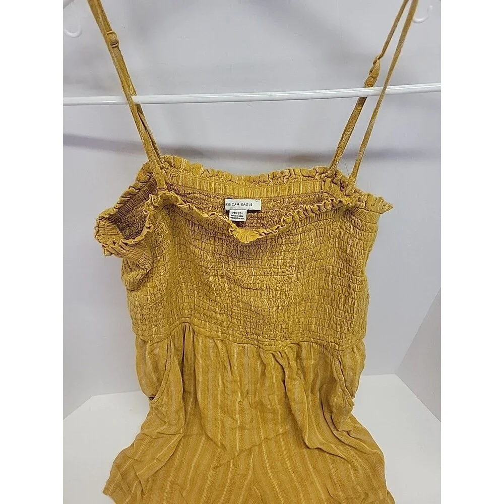 American Eagle Outfitters Linen Summer‎ Beach Striped Halter Romper Sz M